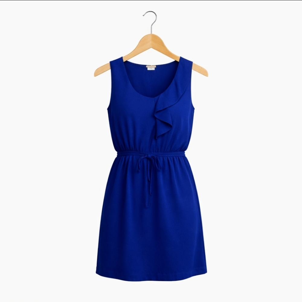 Bebop Blue Ruffle Neck Midi Dress Sz Small